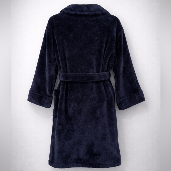 Polo Ralph Lauren Boys Size 7 Navy Plush Fleece Robe Belted Pony Logo - Picture 2 of 7